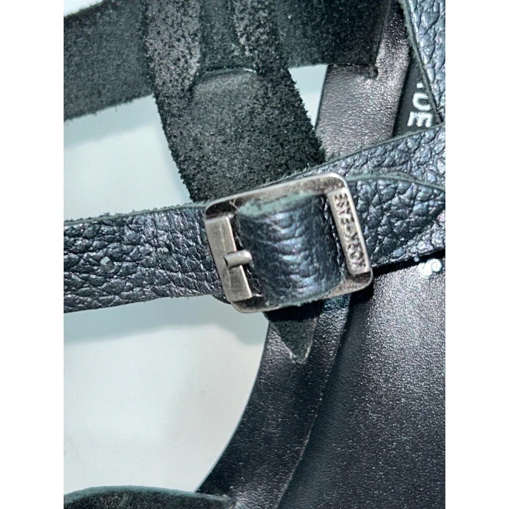Kork-Ease Black Leather Wedge Sandals Size 6 Adjustable Ankle Strap made Brazil